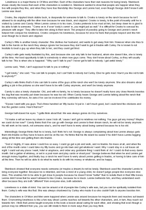 essay on Interpretive Essay on LonelinessOf Mice And Men