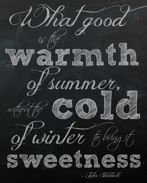 Chalkboard Winter Printable John Steinbeck quote by The Happy Housie