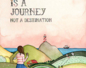 ... inspirational art quotes, Happiness is a journey, Watercolor painting