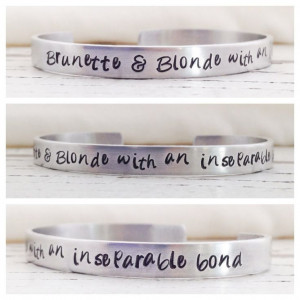 Brunette & blonde with an inseparable bond best friends BFF gift quote ...