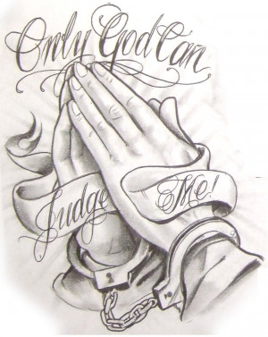 Only God Can Judge Me Angel Tattoos Flash Sketch