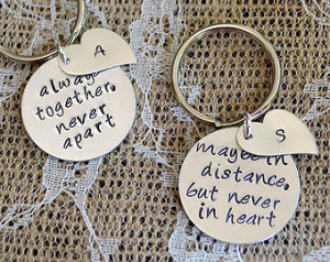 ... Together, Never Apart w/ Silver Heart Tags & Initials - Custom Stamped