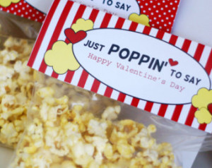 POPCORN Love Bag Toppers Valentine Cards DIY Digital Bag Toppers U ...