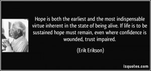 Hope is both the earliest and the most indispensable virtue inherent ...
