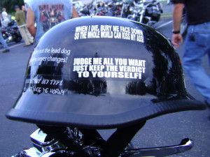 Biker Helmet With Cool Slogans Image