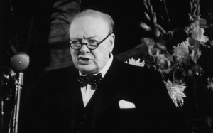 Winston Churchill in his distinctive glasses