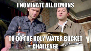 castiel, crowley, demons, funny, holy water, meme, sam winchester ...