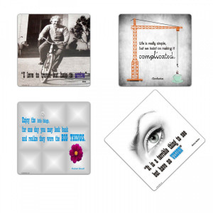 Home Set of 4 wooden coasters with contrast in the quote written