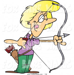 Cartoon Blond Female Archer