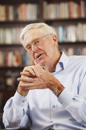 Charles Koch in his office at Koch headquarters in Wichita, Ks. (May ...