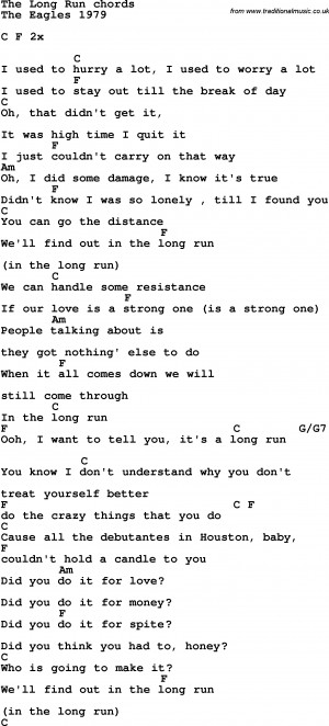 ... guitar chords for the long run the eagles 1979 song lyrics with guitar