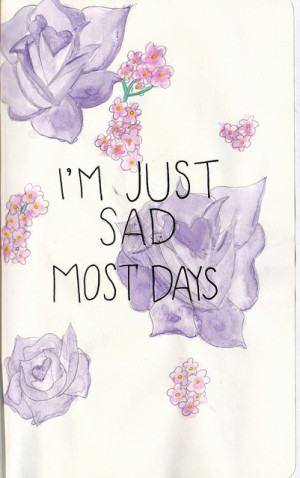 depression, drawing, flowers, inspiration, pink, purple, sad. days ...