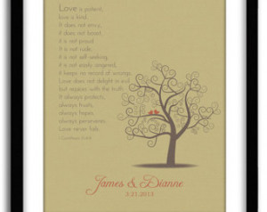 Personalized Wedding tree Anniversa ry Gift, 1 Corinthians 13 Love is ...