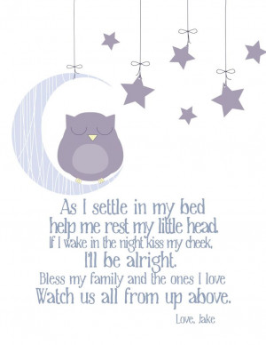 Bedtime Prayer with Sleeping Owl 11x14 Nursery. $14,00, via Etsy.