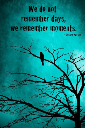 We don’t remember days, we remember moments. – Cesare Pavase