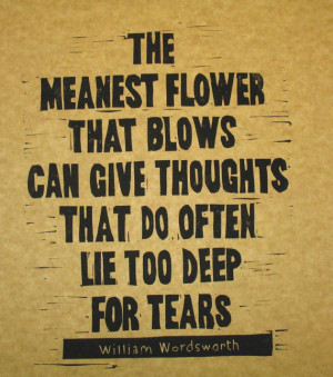 The Meanest Flower Wordsworth quote writing poetry relief linocut ...