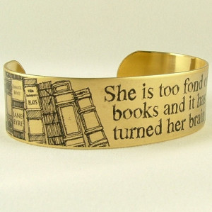 ... Of Books - Literary Quote SLIM Brass Cuff - Bookworm Books Jewelry