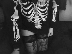black and white sexy beautiful skeleton goth animated GIF