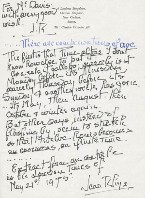 Jean Rhys Autograph Letter Signed Document