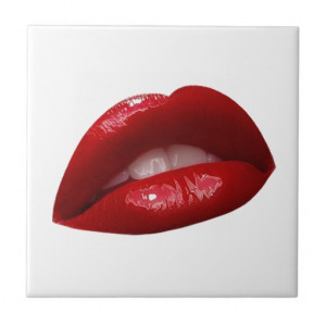 Woman's Luscious Red Lipstick Lips Ceramic Tiles