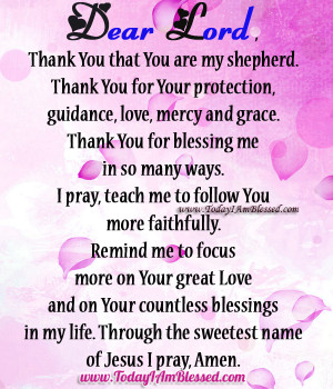 Dear Lord Thank You That You Are My She Pherd Thank You For Your ...