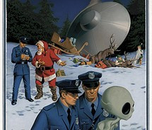 sci fi christmas alien christmas funny humor illustration santa