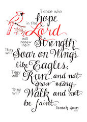 Bible Verse Calligraphy Framed Prints - Hope in the Lord Framed Print ...