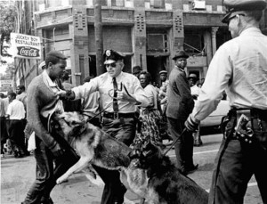 American civil rights movement: civil rights demonstrator attacked by ...