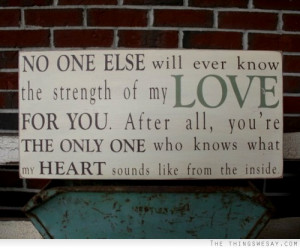 No one else will ever know the strength of my love for you after all ...