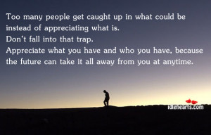 Too Many People Get Caught Up In What Could Be Instead Of appreciating ...