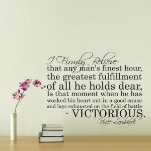 Vinyl Wall Decal Sticker Art - Vince Lombardi quote - wall Mural
