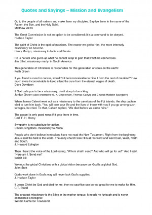 Quotes and Sayings C Mission and Evangelism