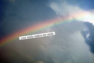 clouds, cute, happy, in love, love, quote, rainbow, sky, smile, text ...