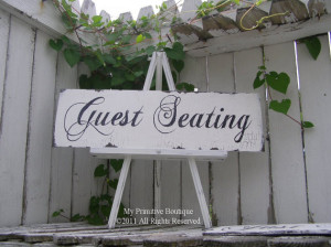 GUEST SEATING, Wedding Sign, Shabby Chic Wedding, Vintage Wedding ...