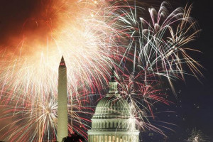 fireworks light up the sky over the capitol dome and the washington ...