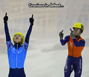 Sore loser: Speed skating edition…