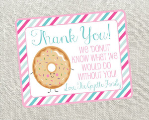 Donut Thank You Card. For Nurses, Teacher, Neighbor, Friend, Anyone ...