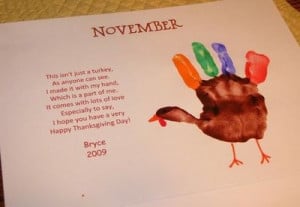 Handprint turkey with poem