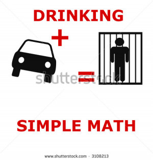 simple math drunk driving poster black and red - stock photo