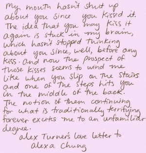 alex turner's love letter to alexa chung