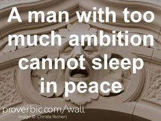 ... ambition cannot sleep in peace