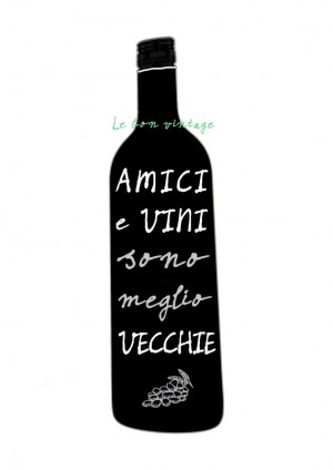 Italian quote wine bottle modern kitchen art poster free shipping