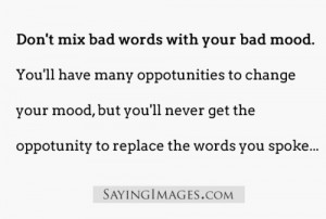 Don’t mix bad words with your bad mood http://quotes-4u.tumblr.com ...