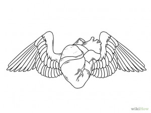Broken Hearts with Wings Drawings