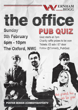 The Office (UK) quiz in London on the 2nd of February. Raffle for PETA ...