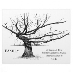 FAMILY: Gnarly Old Tree in Pencil: With Quote Display Plaque