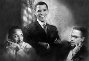 Barack Obama Martin Luther King Jr and Malcolm x Art Print by Ylli