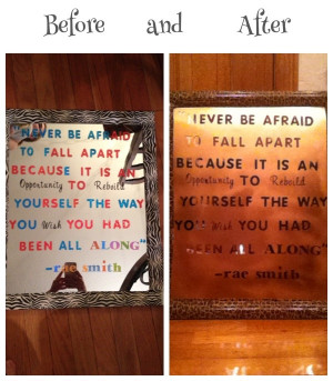 Mirror quotes! 1.place stickers on a clean mirror 2. Tape border so ...