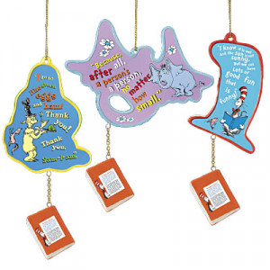 Dr. Seuss Christmas Ornament Collection - reverse side of ornaments