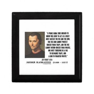 Machiavelli Prince Imitate Fox Lion Advice Quote Trinket Box